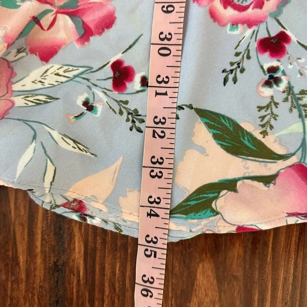 Nicole Miller Light Blue Floral Sleeveless Swing Drop Waist Dress Size 6 - Picture 12 of 12